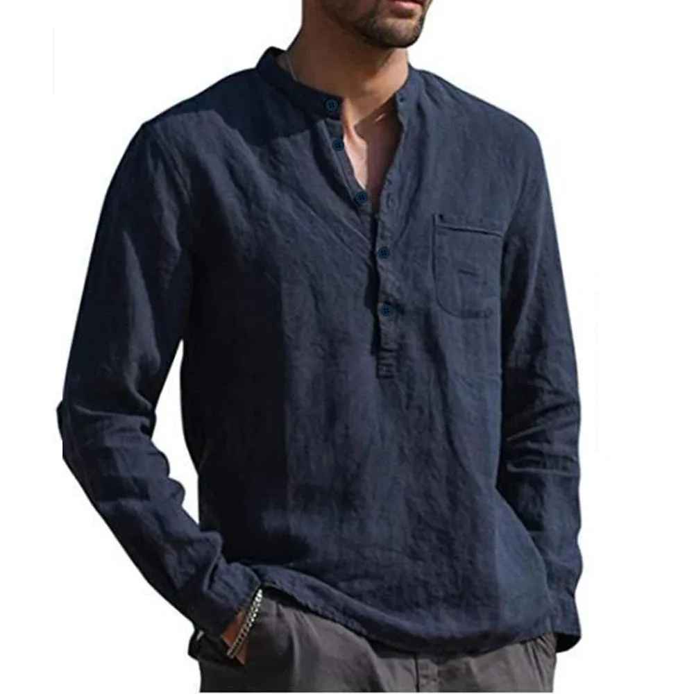 KOREA-Camicia in lino da uomo
