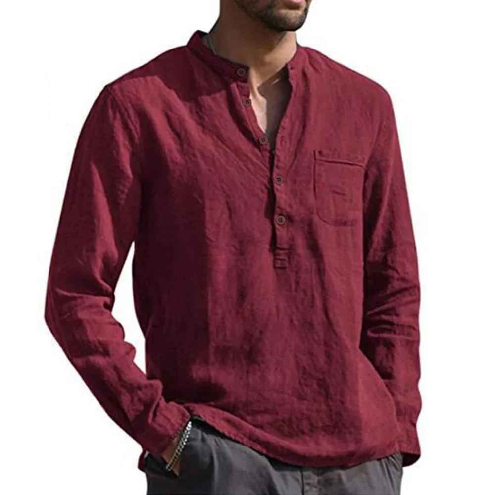 KOREA-Camicia in lino da uomo