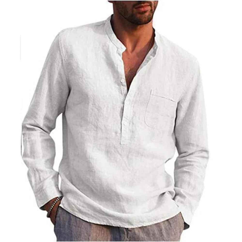 KOREA-Camicia in lino da uomo