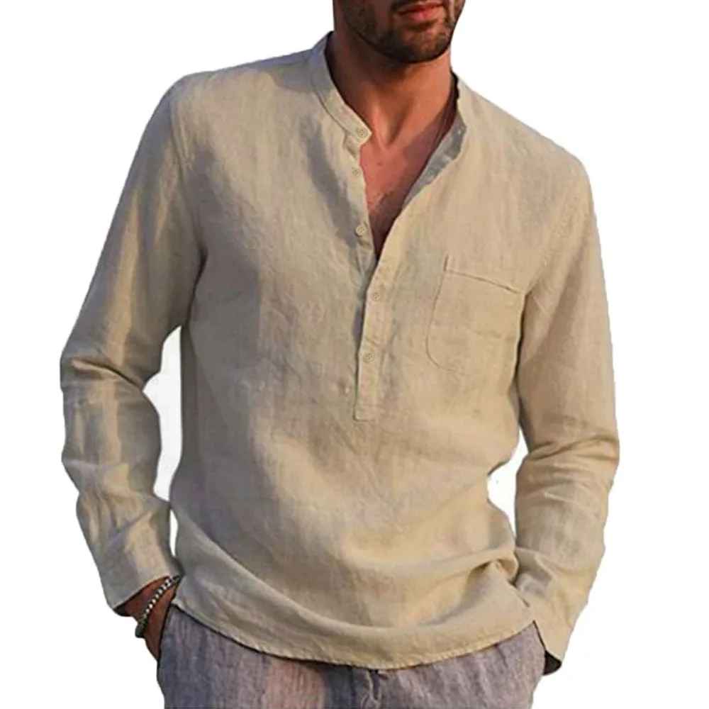 KOREA-Camicia in lino da uomo